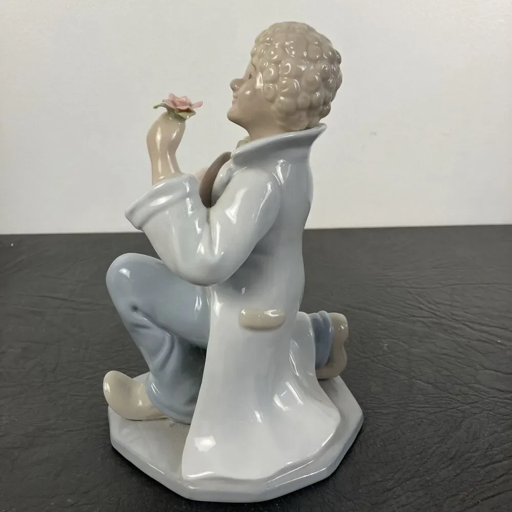 Vintage Porcelain Clown Figurine 2000 YH Seated with Rose Hat Pastel Gloss HTF